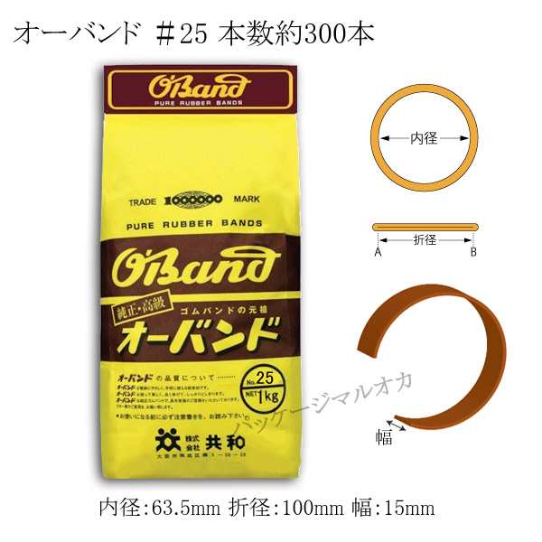 【直送／代引不可】オーバンド ＃25 業務用1Kg　わごむ 20袋