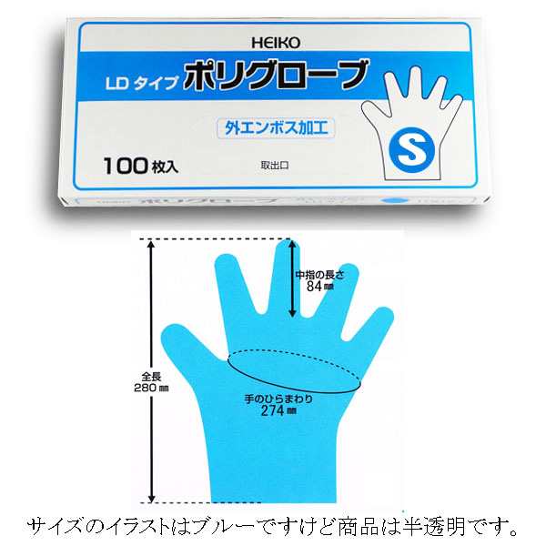 LDポリグローブ S 外エンボス（半透明） 使い捨て手袋 30箱の通販は