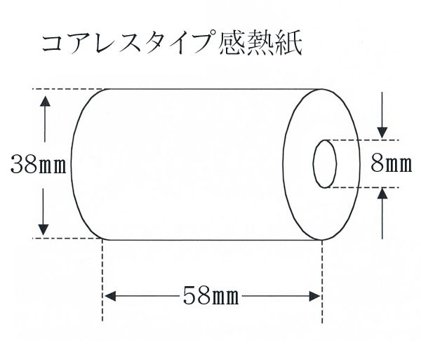 【直送／代引不可】“国産” コアレス感熱紙 58幅 RS583808 100巻