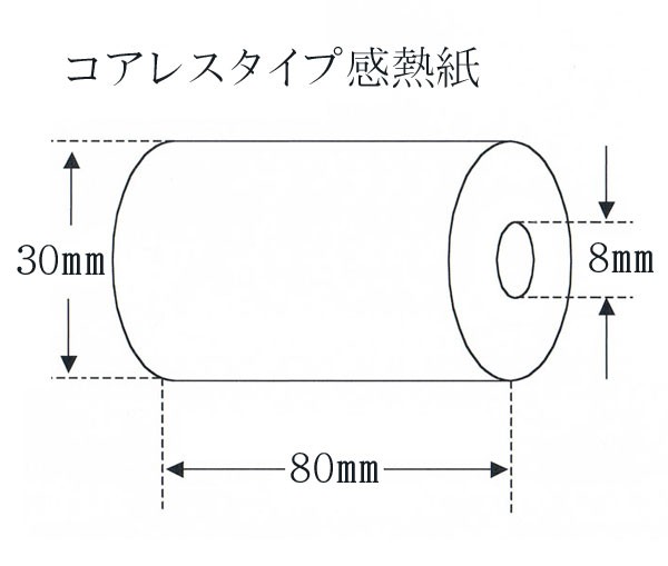 【直送／代引不可】“国産” コアレス感熱紙 80幅 RS803008 200巻