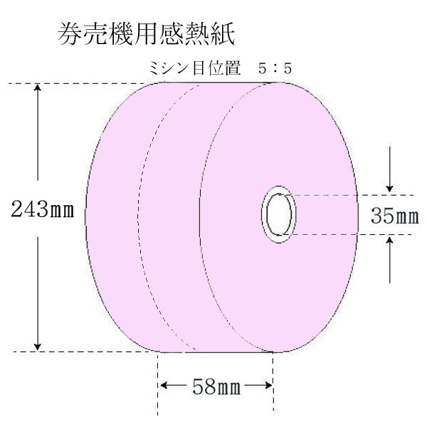 【直送／代引不可】“国産” 券売機用感熱紙 KE573P55 ピンク58幅 5巻