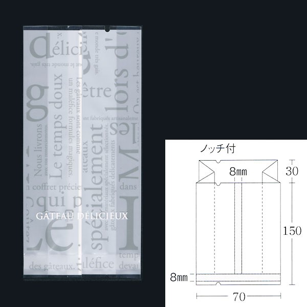 合掌ガゼット袋 GT No.22 洋柄ホワイト バラ 70×30×150 1000枚