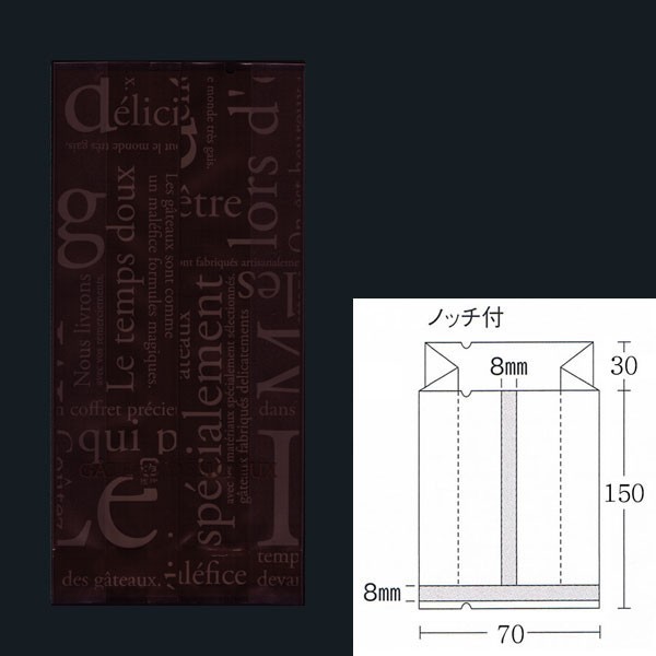 合掌ガゼット袋 GT No.22 洋柄ブラウン バラ 70×30×150 1000枚