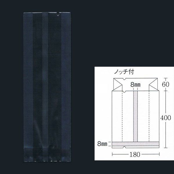 合掌ガゼット袋 GTN No.57 バラ 180×60×400 透明・冷凍対応 500枚