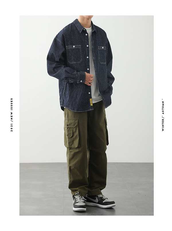 ポイント10倍！】デニムシャツ メンズ 長袖 トップス 無地 カジュアル