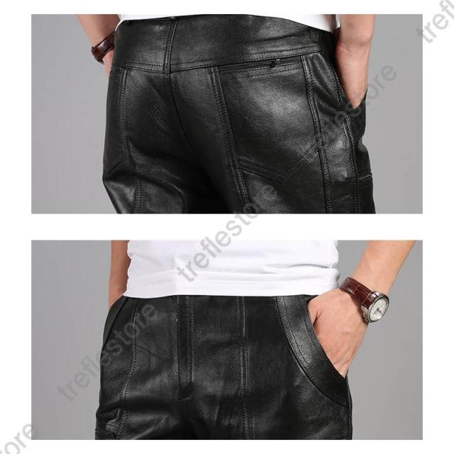 本革 牛革 メンズ革パン 春秋冬 レザーパンツ 防風防寒 バイクパンツ