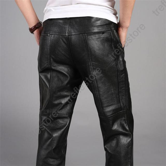 本革 牛革 メンズ革パン 春秋冬 レザーパンツ 防風防寒 バイクパンツ
