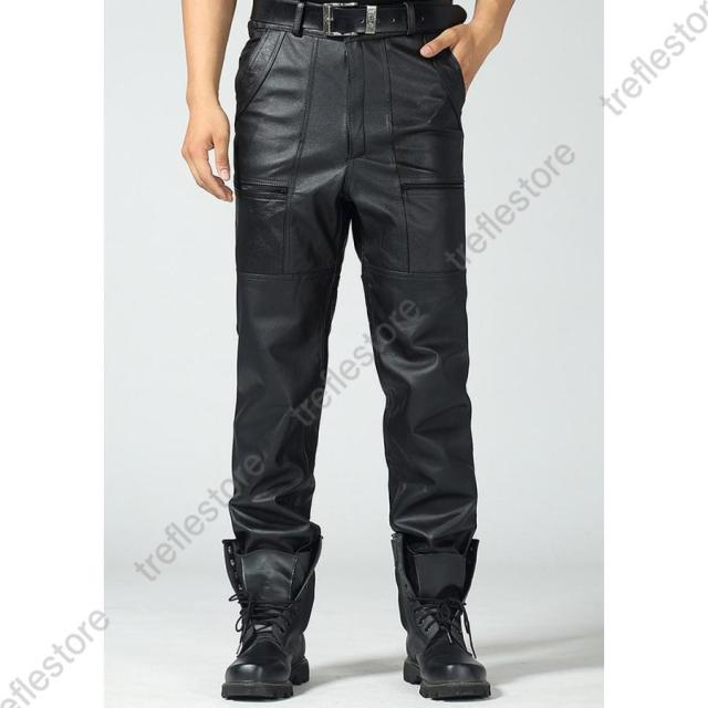 ポイント10倍！】レザーパンツ メンズ 革パン 本革 牛革 バイクパンツ