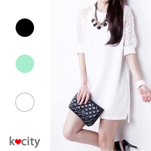 ワンピース ワンピ チュニックワンピ 五分袖 レース 黒 白 グリーン 体型カバー M L Llの通販はau Pay マーケット はっぴーdog Au Pay マーケット店