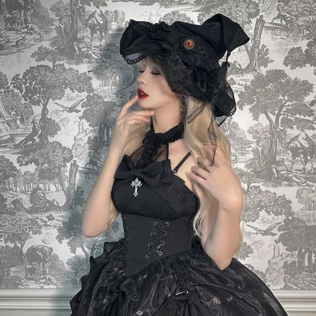 ゴスロリ ジャンパースカート ALICE GIRL ホルターネック ネックリボン