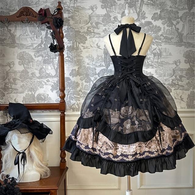 ゴスロリ ジャンパースカート ALICE GIRL ホルターネック ネックリボン