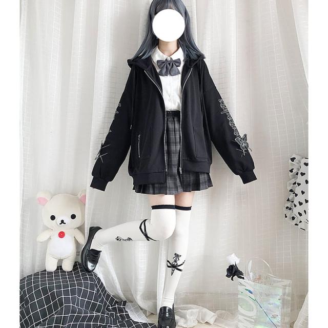 地雷系 甘辛MIX パーカー butterfly 病みかわいい JKスタイル ゆめかわ