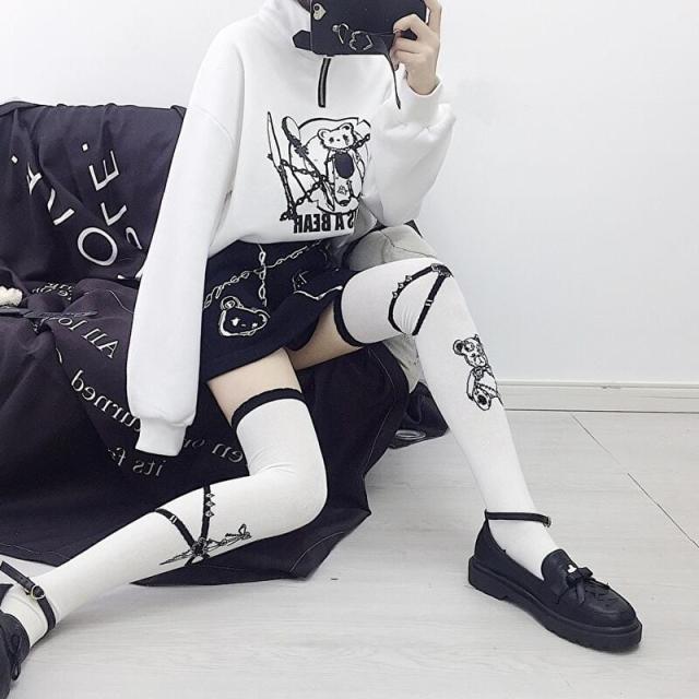 地雷系 甘辛MIX セミロリ セットアップ トレーナー ミニスカ ネックベルト ショート丈