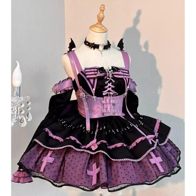 即納】 キラキラ アイドル衣装 パープル Sサイズ 3点セット ジャンパー