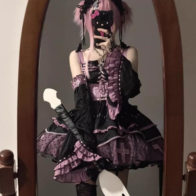 即納】 キラキラ アイドル衣装 パープル Sサイズ 3点セット ジャンパー