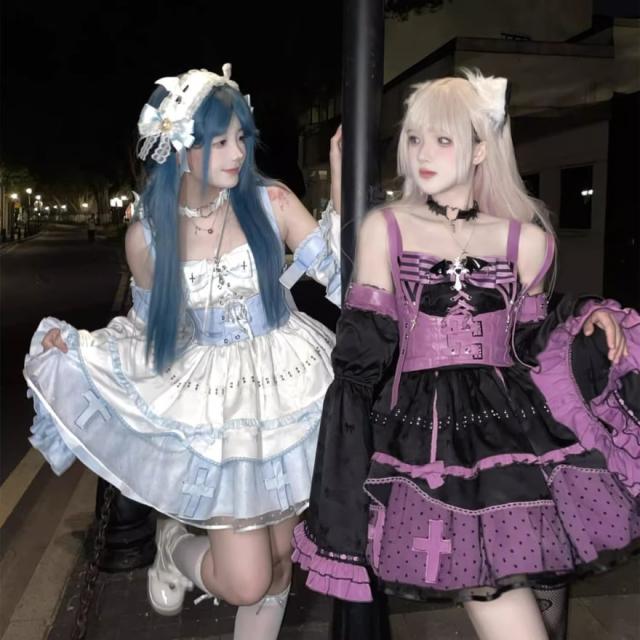 【即納】キラキラ アイドル 衣装 アクア Sサイズ フルセット ジャンパースカート チョーカー ウエストベルト かわいい ステージ イベント衣装 即納】 キラキラ アイドル衣装 パープル Sサイズ 3点セット ジャンパー
