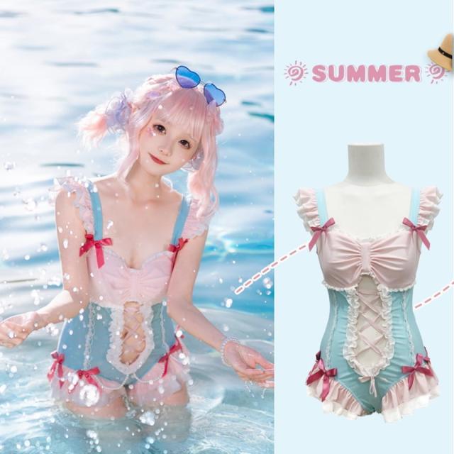 水着 レディース 体型カバー かわいい ワンピース 夏 リゾート 夏休み スイートロリータ ガーリー 甘め_10