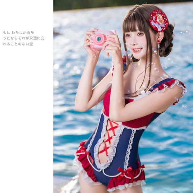水着 レディース 体型カバー かわいい ワンピース 夏 リゾート 夏休み スイートロリータ ガーリー 甘め_13