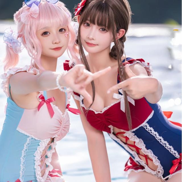 水着 レディース 体型カバー かわいい ワンピース 夏 リゾート 夏休み スイートロリータ ガーリー 甘め_2