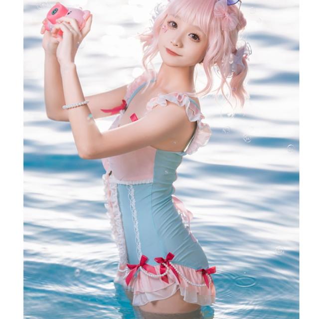 水着 レディース 体型カバー かわいい ワンピース 夏 リゾート 夏休み スイートロリータ ガーリー 甘め_8