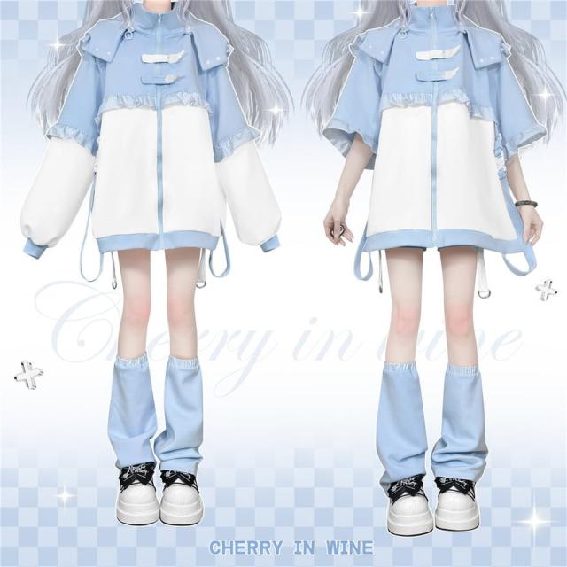 即納】天使界隈 地雷系 可愛い服 セットアップ 付け袖 オールシーズン