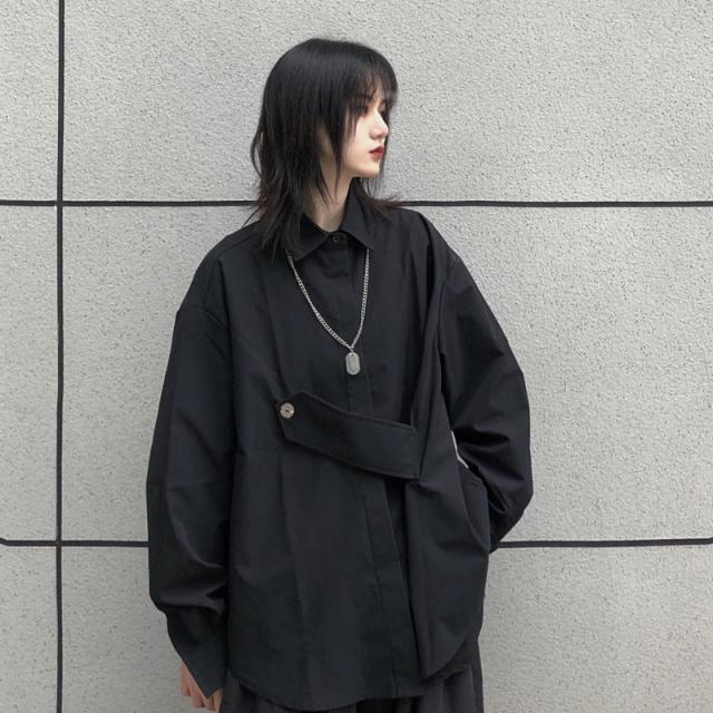 ゴシック系 黒シャツ長袖 ビッグサイズ 病み可愛い 黒コーデ ストリート系 V系 原宿系 代 オルチャンの通販はau Pay マーケット 天使と悪魔サブカル系ファッション Seasonz