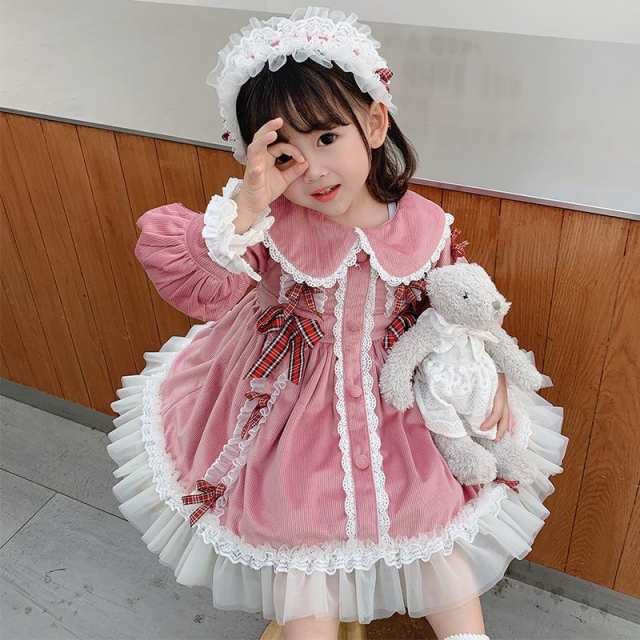 ワンピース 子供 ロリータ キッズ 長袖 メイド ロリータ服 女の子 洋服