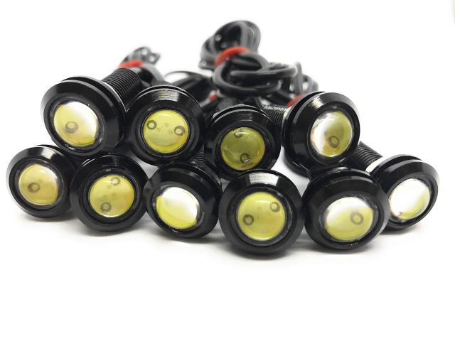 12v Led デイライト スポットライト 小型 18mm ホワイト 発光 丸型 牛目 車 10個 セットの通販はau Pay マーケット Elxia Store