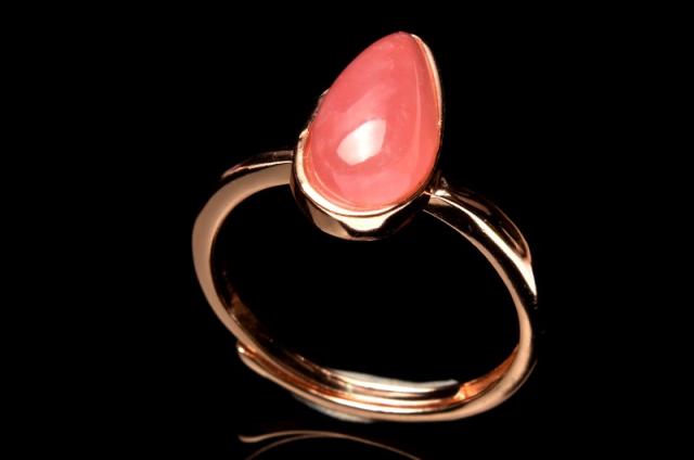 【１点物】シルバー925◇ インカローズ　12x6mm　ドロップ 指輪リング(サイズ調整可) 恋愛運【ネコポス送料無料】_PB9895の通販は 5,080円