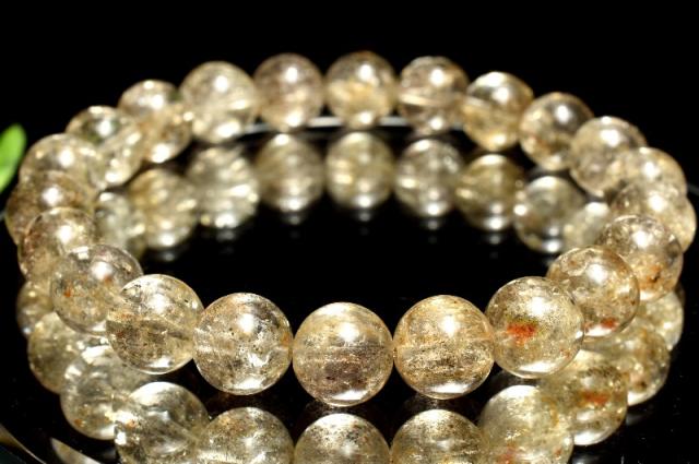 【１点物】幸運を引き寄せる！ ゴールデンスキャポライト　9mm　ブレスレット 【ネコポス送料無料】_MA4112