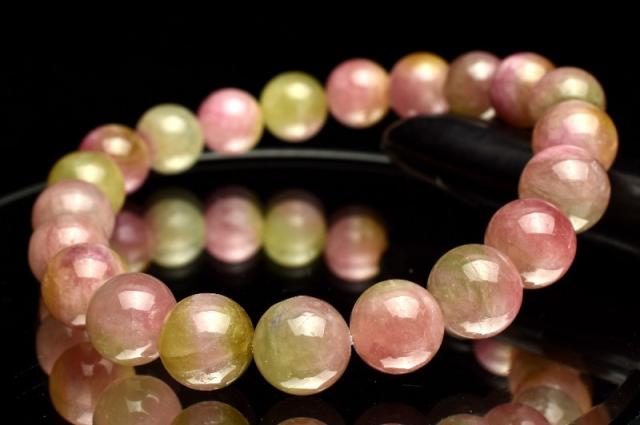 【１点物】AA☆透過性あり ウォーターメロントルマリン　8.5-9mm　ブレスレット 健康運【ネコポス送料無料】_MA5214