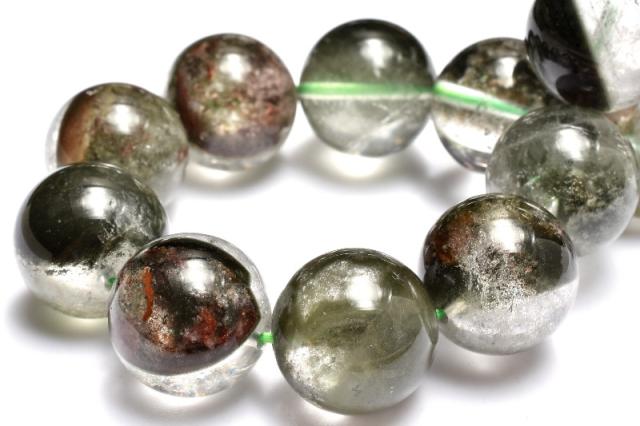 【１点物】高発色◇半々タイプ グリーンガーデンクォーツ　14mm　ブレスレット 健康運・金運・仕事運【ネコポス送料無料】_MA7475_1