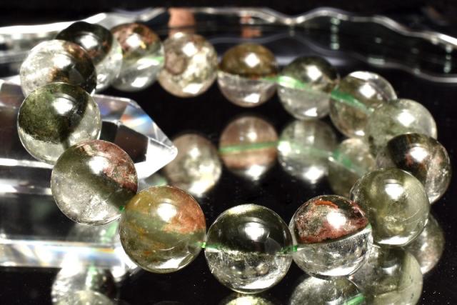 【１点物】高発色◇半々タイプ グリーンガーデンクォーツ　14mm　ブレスレット 健康運・金運・仕事運【ネコポス送料無料】_MA7475_2