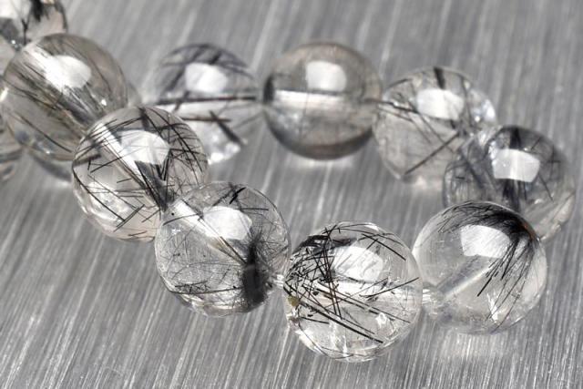 【１点物】AAA☆クリア ブラックトルマリンインクォーツ　10.5mm　ブレスレット 健康運・厄除け【ネコポス送料無料】_U7376_3