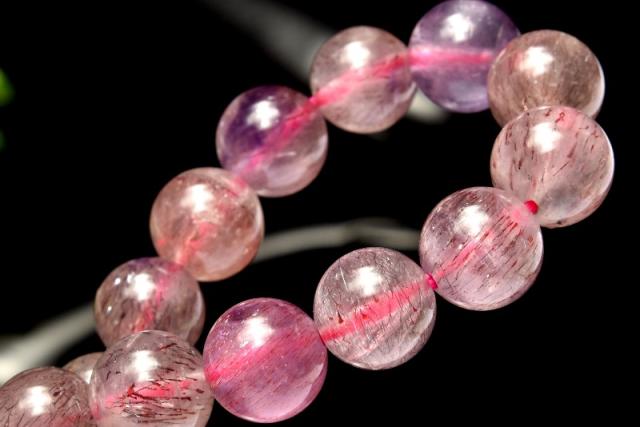 【１点物】AA☆マルチカラー スーパーセブン　8mm　ブレスレット 金運・仕事運【ネコポス送料無料】_MA8823