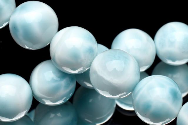 【１点物】美しい波模様 ラリマー　9mm　ブレスレット 【ネコポス送料無料】_U8842