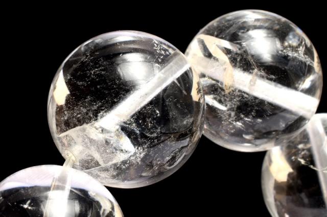 【1点物】数量限定◇希少 クォーツインクォーツ(貫入水晶) 14-14.5mm ブレスレット 【ネコポス送料無料】_MC4136