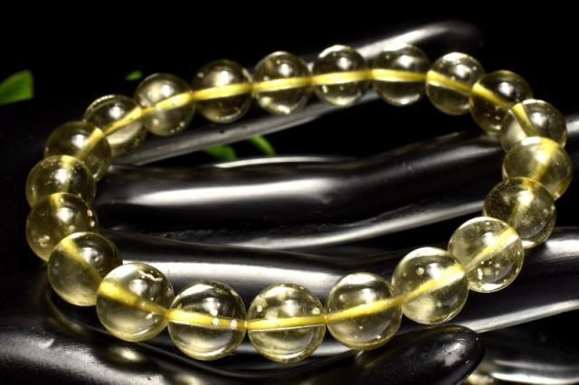 【１点物】AAAA☆高透明 リビアングラス　9mm　ブレスレット 金運・仕事運【ネコポス送料無料】_MC6342