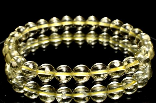 【１点物】AAAA☆高透明 リビアングラス　7mm　ブレスレット 金運・仕事運【ネコポス送料無料】_MC6675