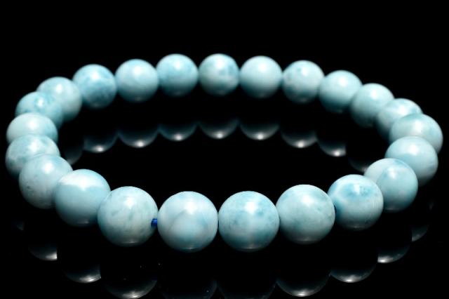 【１点物】ドミニカブルー◇カリブの海の宝石 ラリマー　8mm　ブレスレット 【ネコポス送料無料】_MC7010