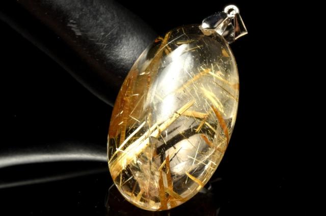 【１点物】シルバー925◇ タイチンルチルクォーツ　35x21mm　オーバル ペンダントトップ _PD1727