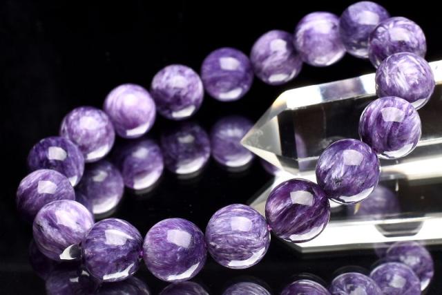 【１点物】高品質◇絹糸のような上品マーブル チャロアイト　11mm　ブレスレット 健康運【送料無料】_E179