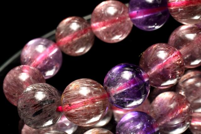 【１点物】AAAA+☆万華鏡のような美しい内包 スーパーセブン　9.5mm　ブレスレット 金運・仕事運【送料無料】_MC9612_3