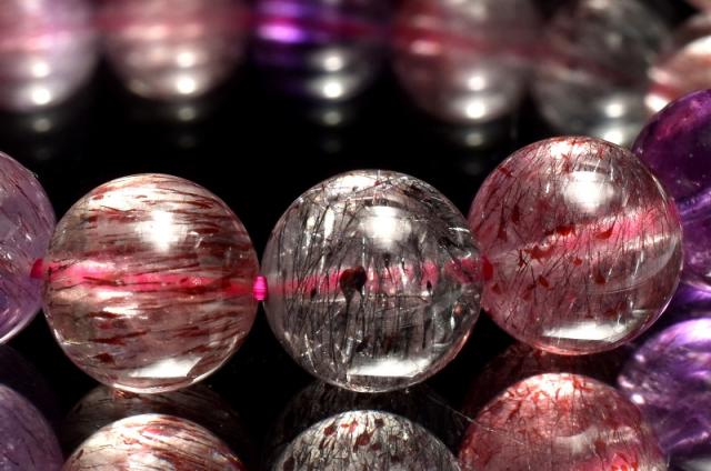 【１点物】AAAA+☆万華鏡のような美しい内包 スーパーセブン　9.5mm　ブレスレット 金運・仕事運【送料無料】_MC9613_1