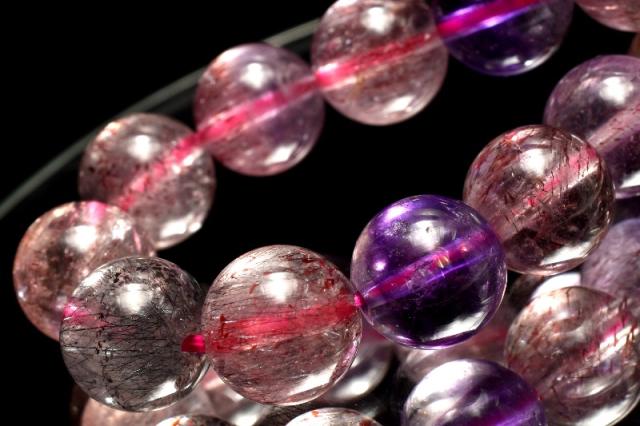 【１点物】AAAA+☆万華鏡のような美しい内包 スーパーセブン　9.5mm　ブレスレット 金運・仕事運【送料無料】_MC9613_3