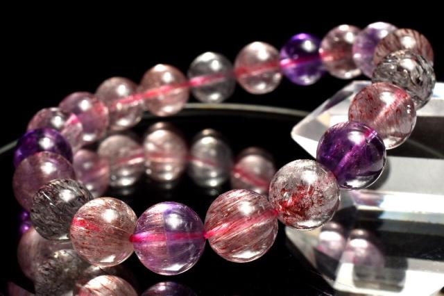 【１点物】AAAA+☆万華鏡のような美しい内包 スーパーセブン　9.5mm　ブレスレット 金運・仕事運【送料無料】_MC9613_4