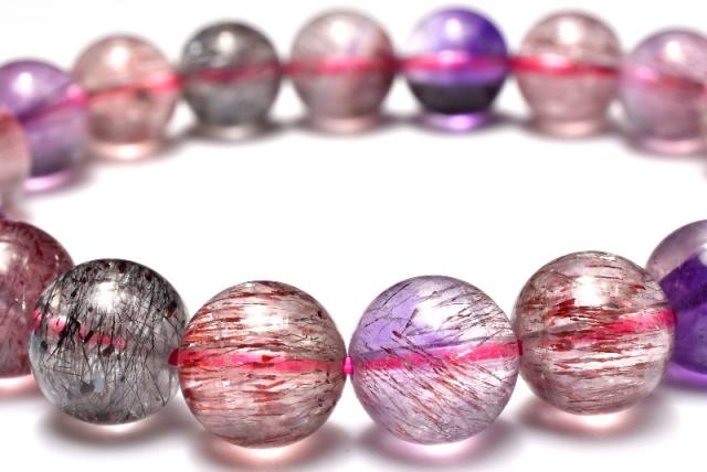 【１点物】AAAA+☆万華鏡のような美しい内包 スーパーセブン　9.5mm　ブレスレット 金運・仕事運【送料無料】_MC9613_5