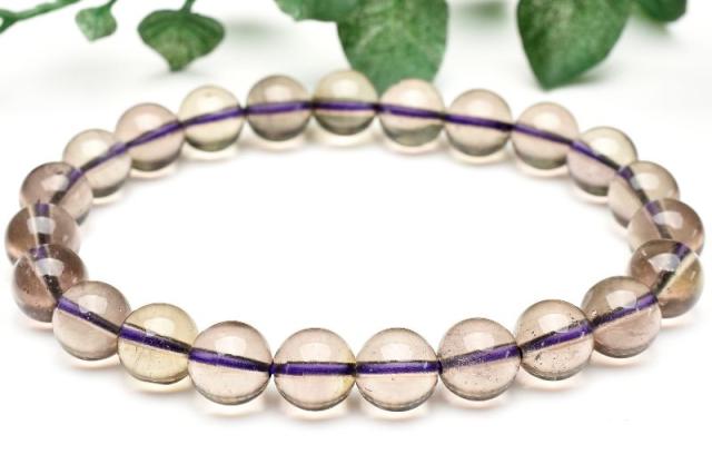 【１点物】AAA☆希少な紫の透明美 パープルリビアングラス　8mm　ブレスレット 金運・仕事運【ネコポス送料無料】_E1165