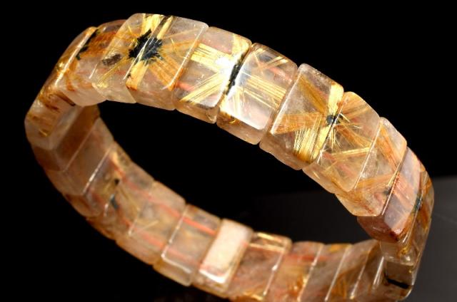 【１点物】母岩入り◇放射金針 ゴールドルチルクォーツ　7-8x14mm　バングル 恋愛運・金運・仕事運【ネコポス送料無料】_MD2765 9,256円