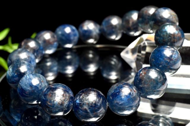 【１点物】希少共生 カイヤナイトサンストーン　12mm　ブレスレット 金運・仕事運【ネコポス送料無料】_MD2939